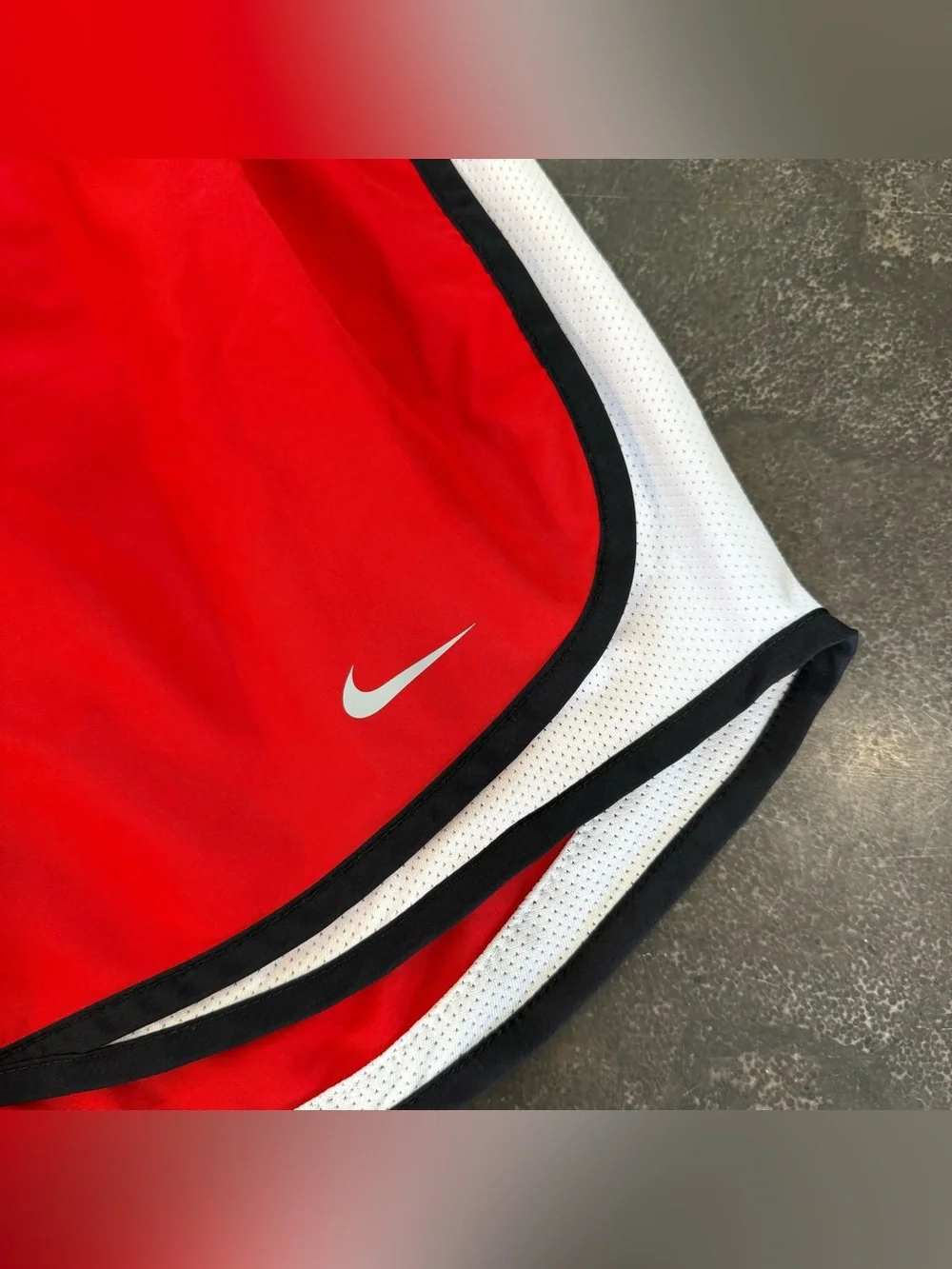 NIKE Red Dri Fit Women's Shorts with White & Black Trim Sz Large 3” Inseam